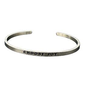 Mantraband "Choose Joy" Silver Stainless Steel Cuff Bracelet